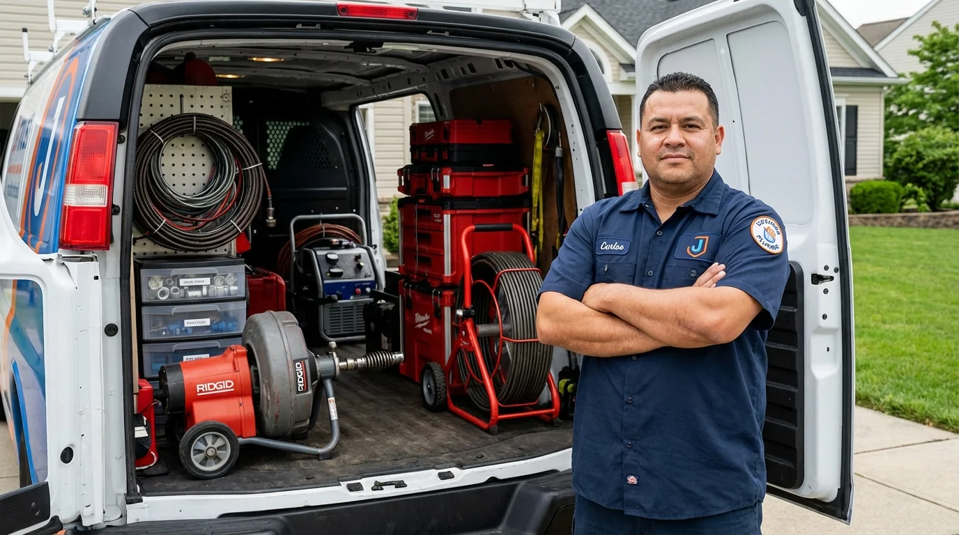 Professional drain cleaning equipment and Johns Plumbing LLC plumber in Ringling
