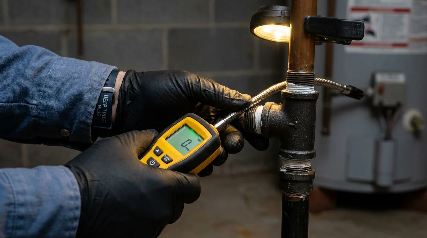 Gas leak detection with electronic sniffer by Johns Plumbing LLC in Ringling