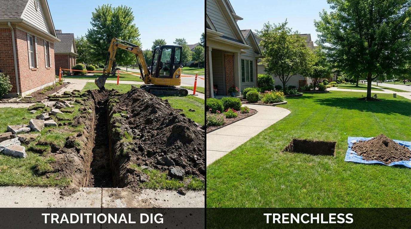 Trenchless sewer repair with minimal yard damage versus traditional excavation in Ringling, OK